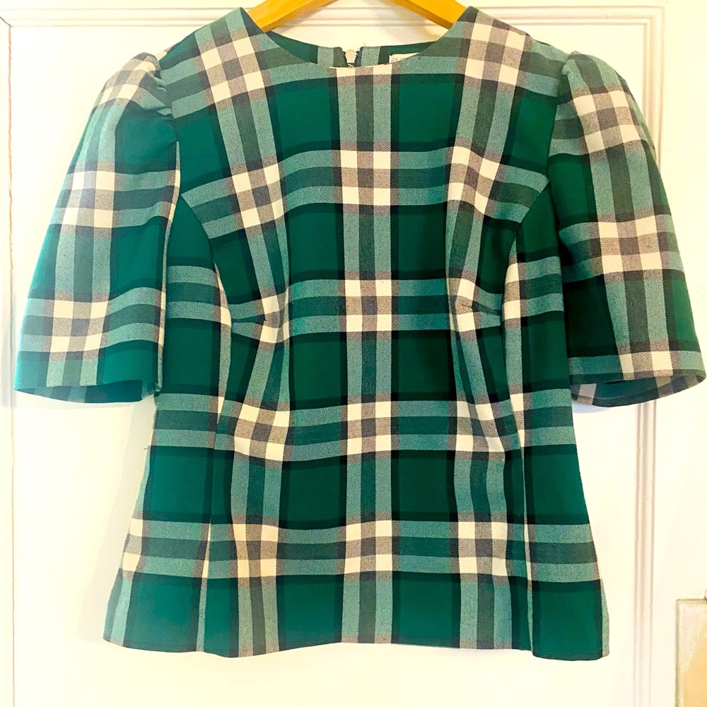 Eva Mendes GORGEOUS! Vintage Inspired Green Plaid Top - Size